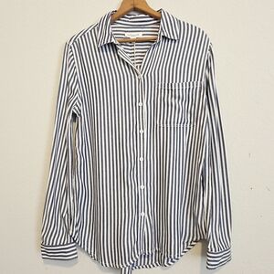 NWT Beach Lunch Lounge Long Sleeve Shirt Blue & White Stripe Coastal Women's XS